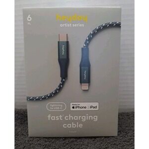 NIB Heyday Artist Series Fast Charging Cable  To‎ USB-C IPhone 6ft Cord